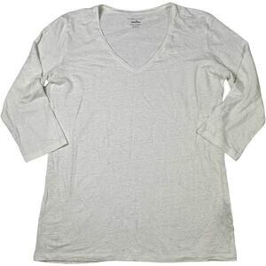 Majestic Paris Neiman Marcus Linen V Neck Tee Women's Size 2 Ivory Stretch